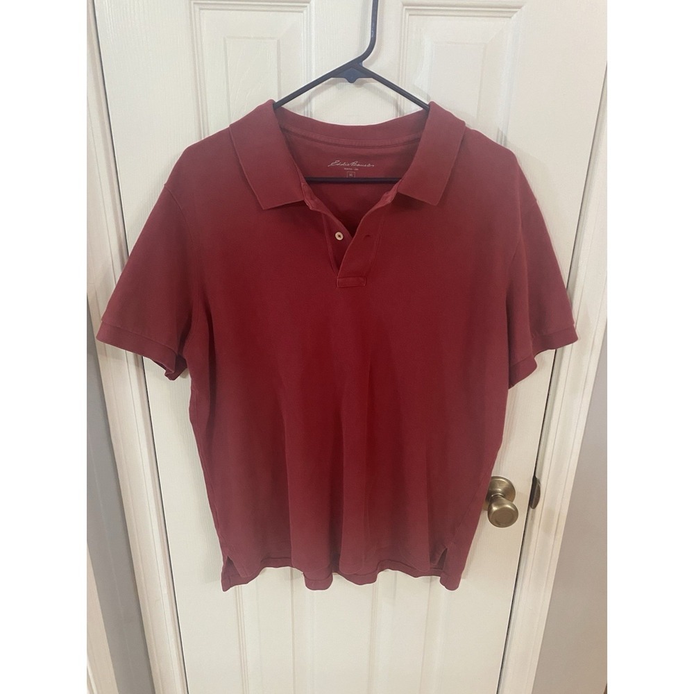 Eddie Bauer Polo Shirt Mens XL Red Pique Knit‎ Short Sleeve Casual Top